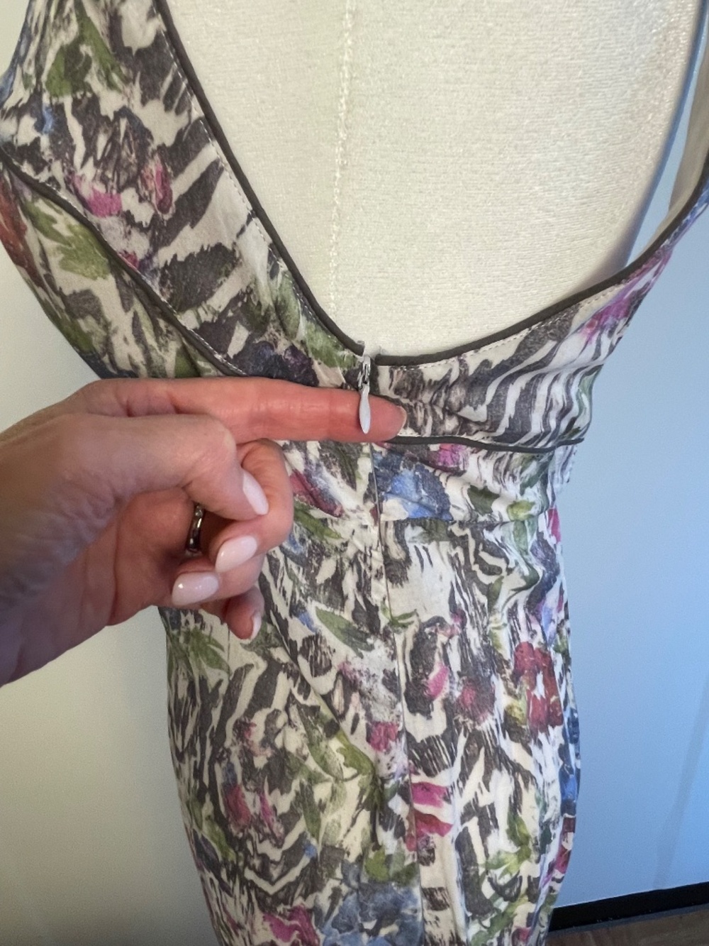 FREE PEOPLE High-Low Maxi Dress Romantic Floral Zebra NWT - Stone Combo Size 10 - Picture 9 of 16